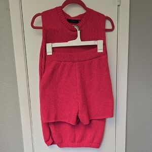 Zesica Red Knit Sweater Set